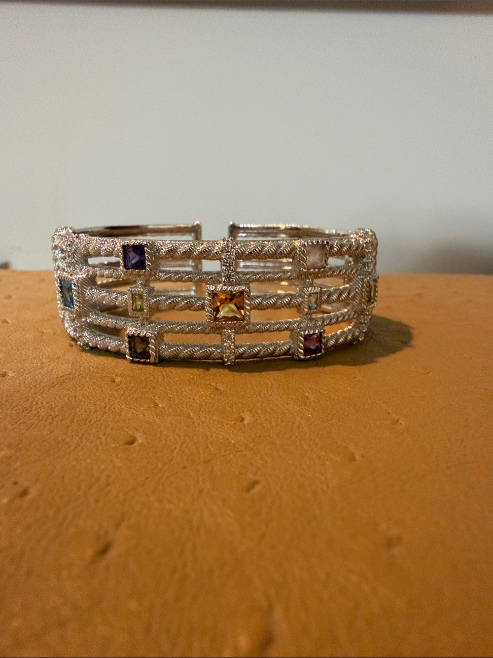 Judith Ripka SS gemstone cuff - Picture 3 of 13